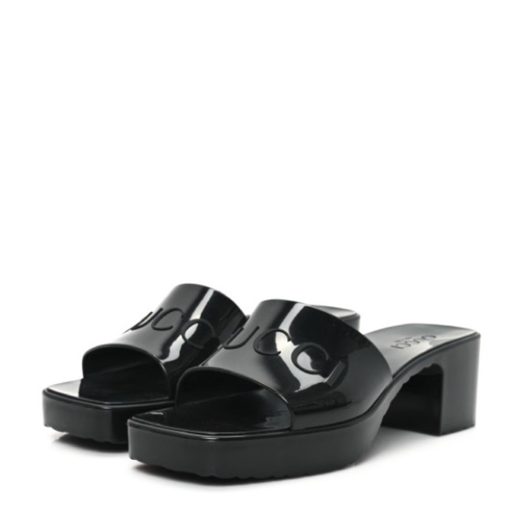 Rubber Gucci Logo Womens Platform 20/60mm Slide Sandals